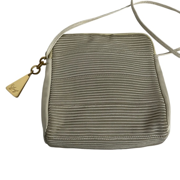 AMERICANA BY SHARIF METALLIC SILK CORDED & BRUSHED GOLDTONE HARDWARE Crossbody - Picture 1 of 9